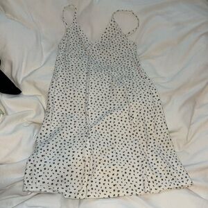 White dress with dark blue little flowers XS